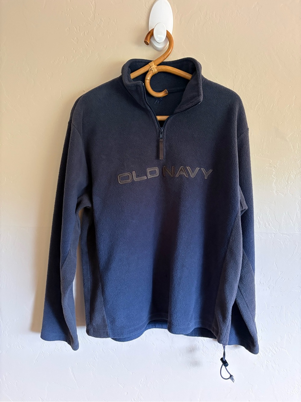 2000s Vintage Old Navy Fleece Quarter Zip Pullover Y2K Blue Grey Chest Logo